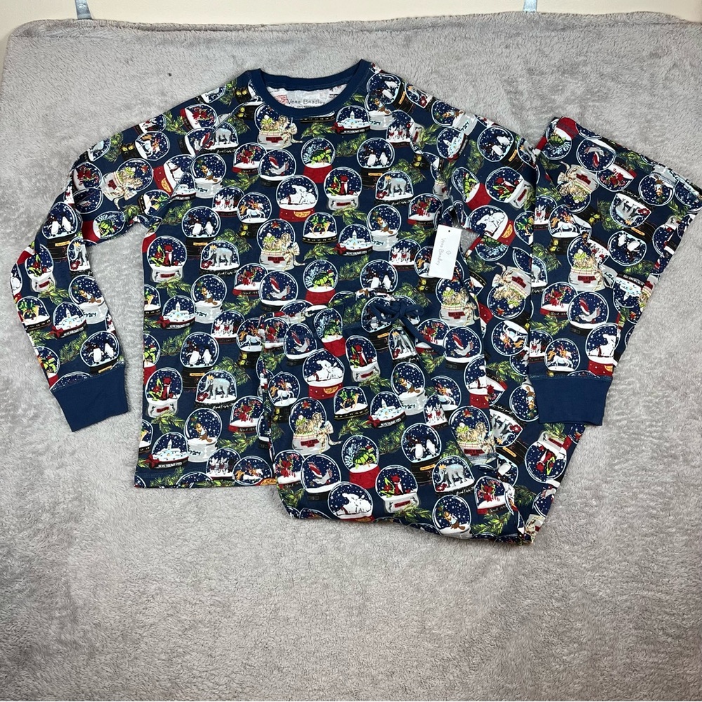 Pajamas Set Men Large Vera Bradley Snow Globes Matching Family Christmas Holiday